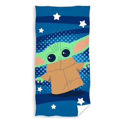 Carbotex Dětská osuška Star Wars Baby Yoda a Hvězdičky