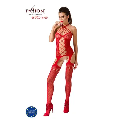 Passion BS056 red - Bodystocking Barva: Červená