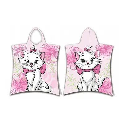 Jerry Fabrics Plážová osuška pončo Marie Cat Pink flower