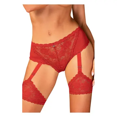 Podvazky Obsessive Belovya garter panties - výprodej Barva: Červená