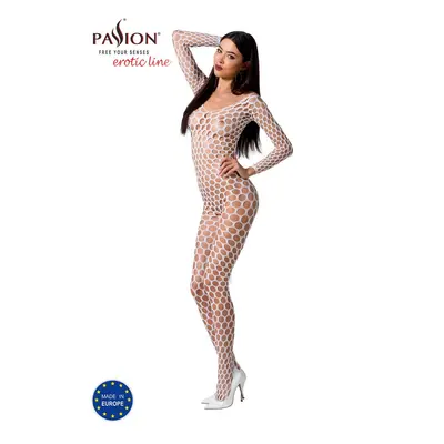 Passion BS077 white - Bodystocking Barva: Bílá