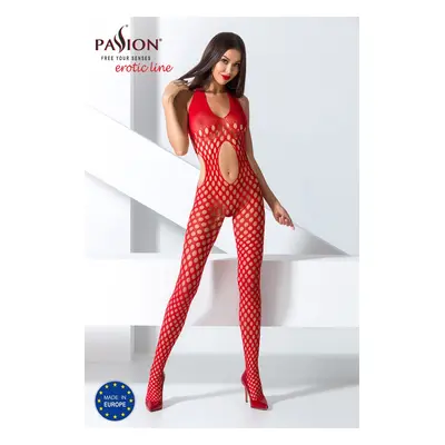 Passion BS065 red - Bodystocking Barva: Červená