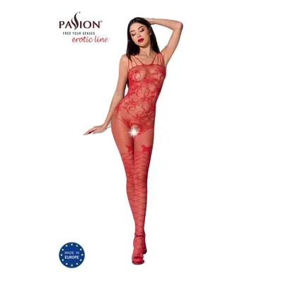 Passion BS076 red - Bodystocking Barva: Červená