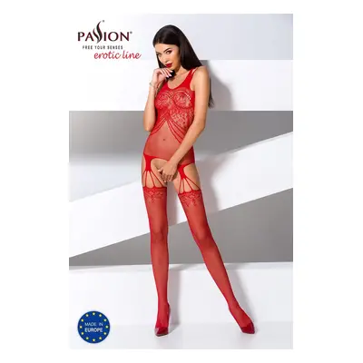 Passion BS070 red - Bodystocking Barva: Červená