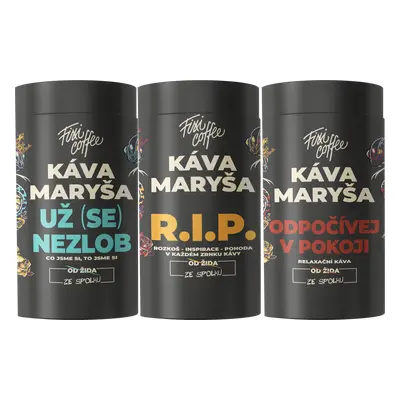 Fixi Coffee Maryša – V trojce a poprvé (3x150g) – degustační sada výběrové kávy zrnková / plecho