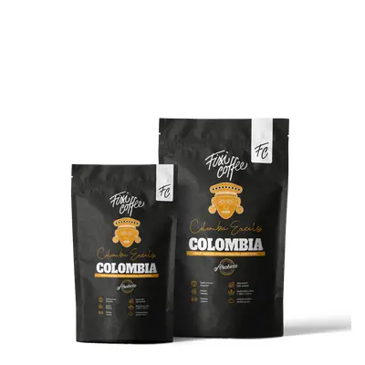 Fixi Coffee Kolumbie Excelso – výběrová káva, 100% arabica zrnková / sáček Doypack / 500 g