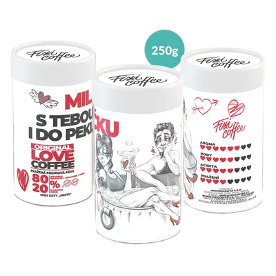 Fixi Coffee Miláčku – s Tebou i do pekla, výběrová pražená káva zrnková / papírová tuba / 250 g