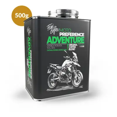 Fixi Coffee Motokafe – Adventure – káva pro motorkáře zrnková / stylový plechový kanystr / 500 g