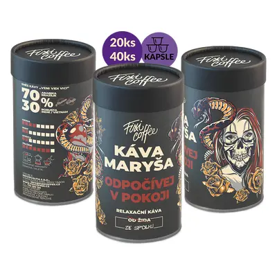 Fixi Coffee Káva Maryša – Odpočívej v pokoji kapsle / papírová tuba / 20 ks